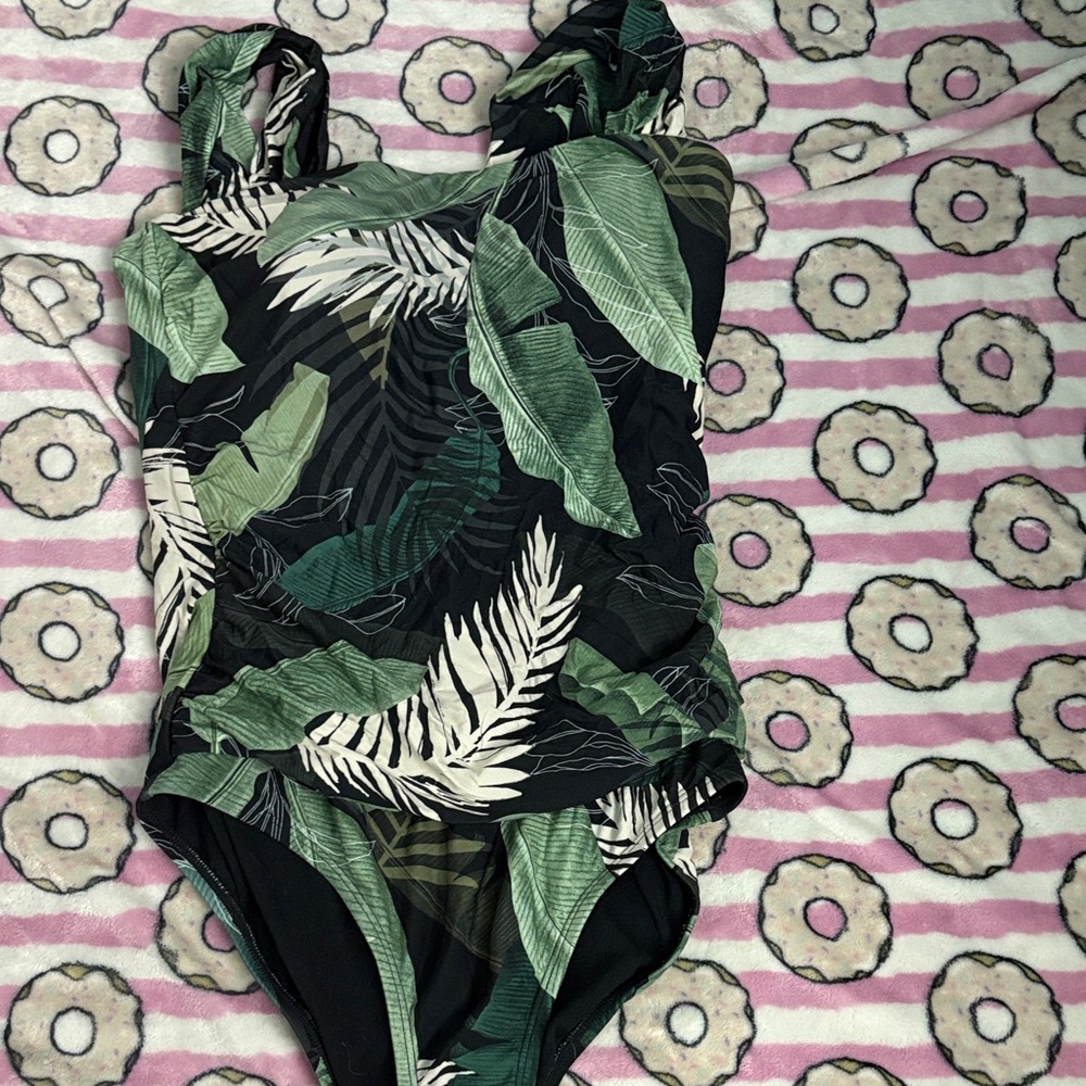 Tropical Leaf Print womens Swimsuit